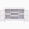 White Wood 43-inch TV Stand with Glass Panel Doors