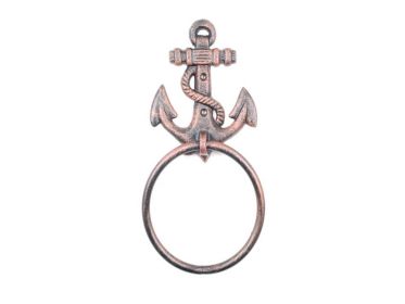 Rustic Copper Cast Iron Anchor Towel Holder 8.5