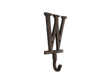 Rustic Copper Cast Iron Letter W Alphabet Wall Hook 6