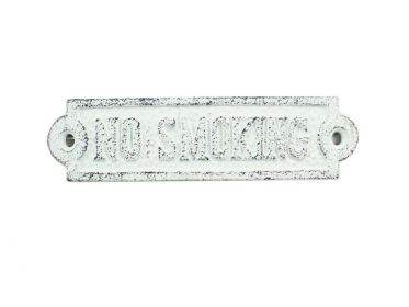 Rustic Whitewashed Cast Iron No Smoking Sign 6