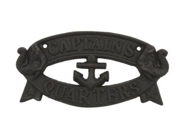 Rustic Black Cast Iron Captains Quarters Sign 8