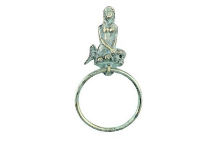 Antique Bronze Cast Iron Mermaid Towel Holder 8.5