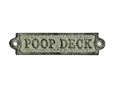 Whitewashed Cast Iron Poop Deck Sign 6