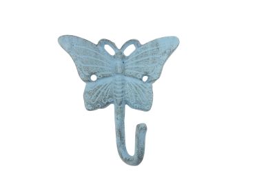 Rustic Light Blue Cast Iron Butterfly Hook 6