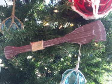 Wooden Rustic Hampshire Decorative Squared Boat Oar Christmas Ornament 12