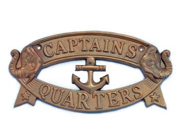 Antique Brass Captain's Quarters Sign 9