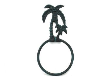 Seaworn Blue Cast Iron Palm Tree Towel Holder 9