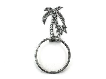 Antique Silver Cast Iron Palm Tree Towel Holder 9