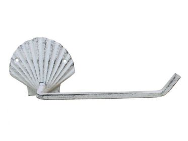 Whitewashed Cast Iron Shell Hand Towel Holder 10