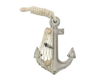 Wooden Whitewashed Decorative Anchor 6