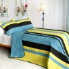 [Mountains Echoed] 3PC Vermicelli-Quilted Patchwork Quilt Set (Full/Queen Size)