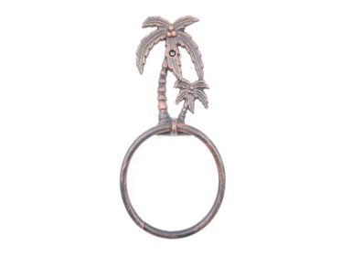 Rustic Copper Cast Iron Palm Tree Towel Holder 9