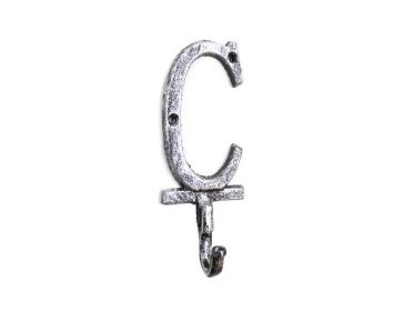 Rustic Silver Cast Iron Letter C Alphabet Wall Hook 6
