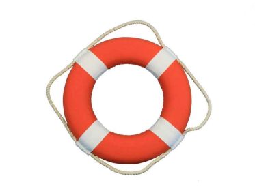 Vibrant Orange Decorative Lifering With White Bands 15