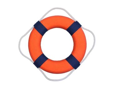 Vibrant Orange Decorative Lifering With Blue Bands 15