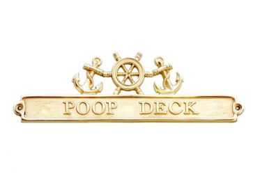Brass Poop Deck Sign with Ship Wheel and Anchors 12