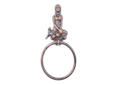 Rustic Copper Cast Iron Mermaid Towel Holder 8.5