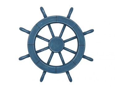 Rustic All Light Blue Decorative Ship Wheel 18