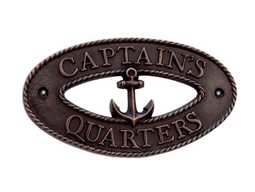 Antique Copper Captain's Quarters Sign 9