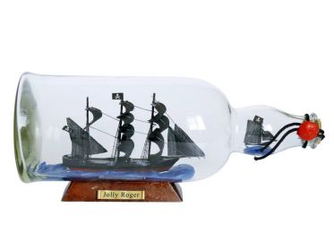 Captain Hook's Jolly Roger from Peter Pan Model Ship in a Glass Bottle 11