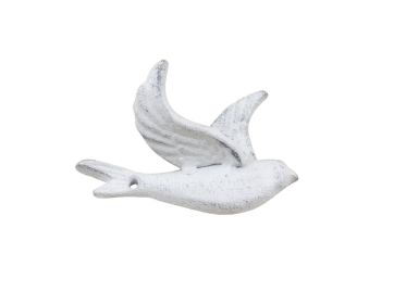 Whitewashed Cast Iron Flying Bird Decorative Metal Wing Wall Hook 5.5