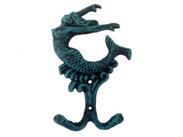 Seaworn Blue Cast Iron Mermaid Key Hook 6"