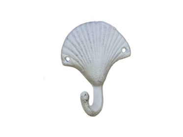 Whitewashed Cast Iron Seashell Hook 4