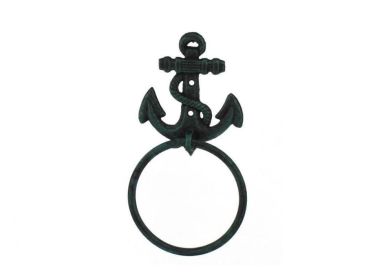 Seaworn Blue Cast Iron Anchor Towel Holder 8.5