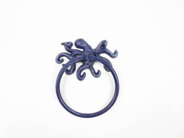 Rustic Dark Blue Cast Iron Octopus Towel Holder 6