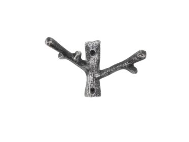 Rustic Silver Cast Iron Forked Tree Branch Decorative Metal Double Wall Hooks 5