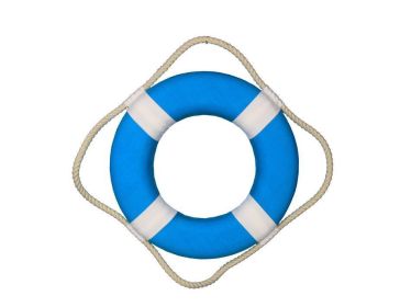 Vibrant Light Blue Decorative Lifering with White Bands 15