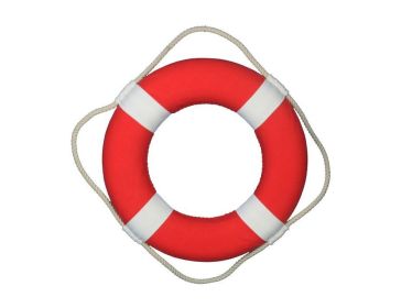 Vibrant Red Decorative Lifering with White Bands 15