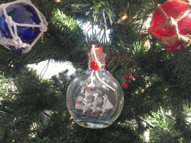 USS Constitution Model Ship in a Glass Bottle Christmas Ornament 4