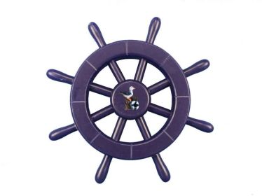 Dark Blue Decorative Ship Wheel With Seagull 12